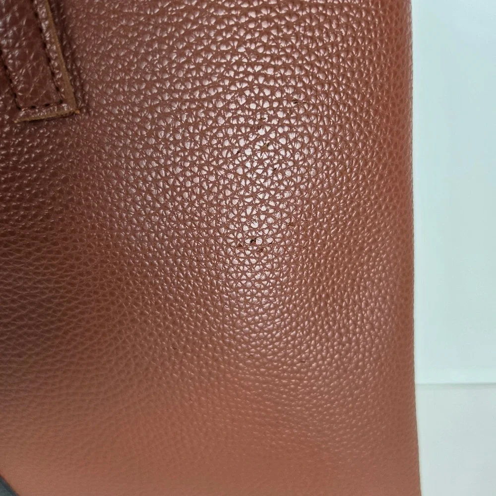 Vince Camuto Luck‎ Tote Brown Vegan Pebble Leather Shoulder Handbag FabFitFun